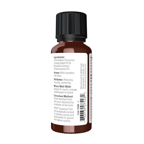 319igrrcol.jpg NOW Essential Oils, Frankincense Oil Blend, Pure Jojoba Oil Base, Centering Aromatherapy for Adults, Steam Distilled, Ve