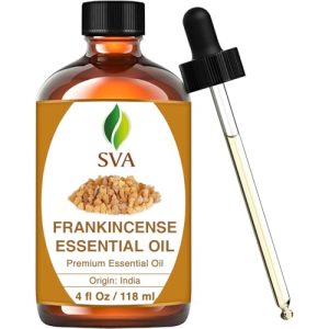 SVA Frankincense Essential Oil – 4 Fl Oz – 100% Natural Boswellia Serrata Oil for Diffuser, Hair Care, and Face Skin Car