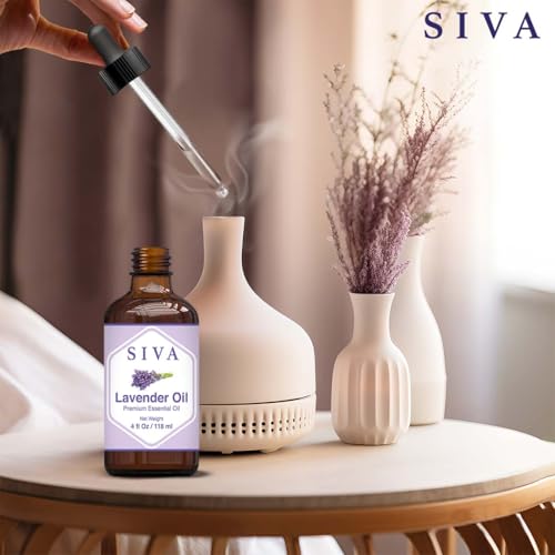 41tdcx8ihpl.jpg Siva Lavender Essential Oil 4 Fl Oz – Pure, Natural, Therapeutic Grade, Perfect for Skin, Hair, Diffuser, Aromatherapy &