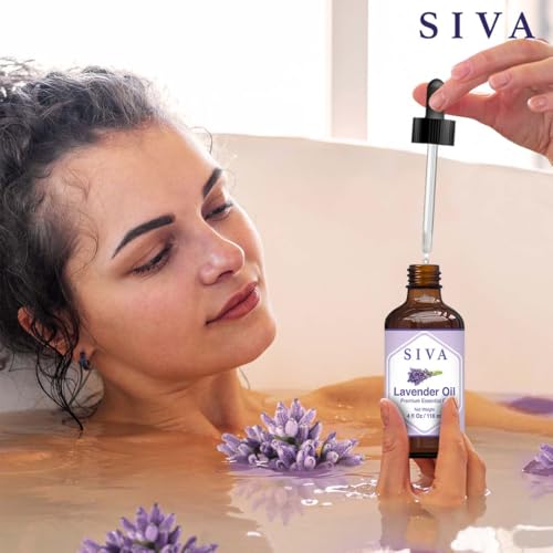 41uaqjk8qvl.jpg Siva Lavender Essential Oil 4 Fl Oz – Pure, Natural, Therapeutic Grade, Perfect for Skin, Hair, Diffuser, Aromatherapy &