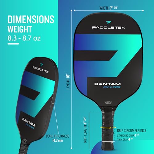 41wwit3n6wl.jpg Professional Paddletek Bantam EX-L Pickleball Paddle with Honeycomb Core and High Tack Grip | USAPA Approved Paddlet