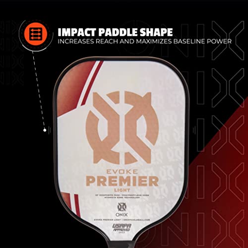 41wdn7wwrl.jpg Onix Evoke Premier Pickleball Paddle - Red, Lightweight for Beginners and Advanced Players, Welcome to Any Pickleball Co