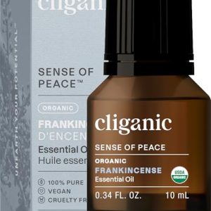 Cliganic USDA Organic Frankincense Essential Oil - Boswellia Serrata | Non-GMO Verified for Aromatherapy Cliganic USDA