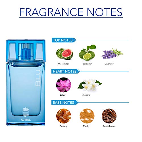 51dj5hno7nl.jpg Ajmal Blu EDP Original for Men, Fragrance, Professional, Night Out | Ajmal Blu EDP Original, 90 mL, Fresh & Vibrant