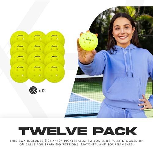 51hrh8fi1ol.jpg Franklin Sports X-40 Outdoor Pickleballs - Official Ball of USA Pickleball - 3 Packs, 12 Packs, 50 Bulk Packs - Regulati