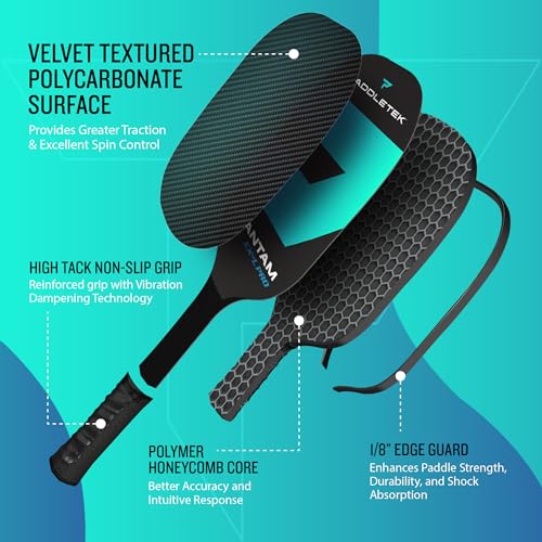 51lsfetkexl.jpg Professional Paddletek Bantam EX-L Pickleball Paddle with Honeycomb Core and High Tack Grip | USAPA Approved Paddlet