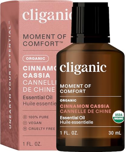 51yfajhh9pl.jpg Cliganic Organic Cinnamon Cassia Essential Oil, 100% Pure & Undiluted | Aromatherapy | Non-GMO Verified
