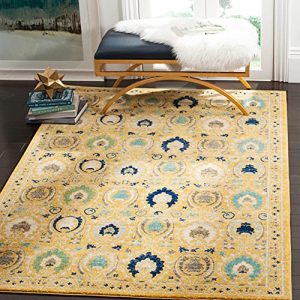 SAFAVIEH Evoke Collection Gold / Ivory Boho Non-Shedding Area Rug for Living Room and Bedroom | SAFAVIEH Evoke Colle