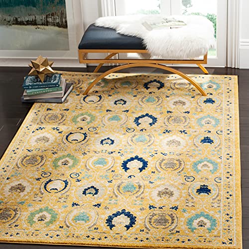 61clkq5dsxs.jpg SAFAVIEH Evoke Collection Gold / Ivory Boho Non-Shedding Area Rug for Living Room and Bedroom | SAFAVIEH Evoke Colle