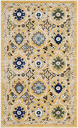 61thmhpqkis.jpg Safavieh Evoke Collection 3' x 5' Gold / Ivory Non-Shedding Living Room and Bedroom Rug: Soft, Durable Accent with Moder