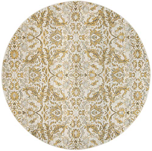 61yes1y4vzl.jpg Safavieh Evoke Collection Non-Shedding Ivory/Gold Area Rug for Dining Room Entryway Living Room Bedroom - 6'7" Round