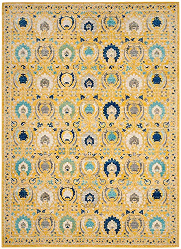 61arsc1lgfs.jpg SAFAVIEH Evoke Collection Gold / Ivory Boho Non-Shedding Area Rug for Living Room and Bedroom | SAFAVIEH Evoke Colle