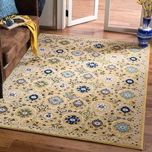 Safavieh Evoke Collection 3' x 5' Gold / Ivory Non-Shedding Living Room and Bedroom Rug: Soft, Durable Accent with Moder