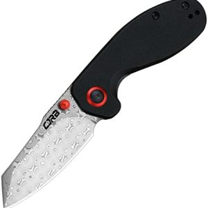 CJRB Maileah Pocket Knife: Men's Outdoor Survival Folding EDC Knife - |39" Damascus Steel Blade, Black G10 Handle - J191