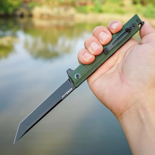 DC53 Steel Blade and G10 Handle Pocket Knife for Men Hiking Trip EDC Tool (Black PVD Blade) Pocket Knife with DC53 Ste
