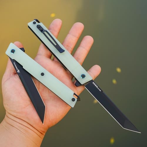 DC53 Steel Blade and G10 Handle Pocket Knife for Men Hiking Trip EDC Tool (Black PVD Blade) Pocket Knife with DC53 Ste