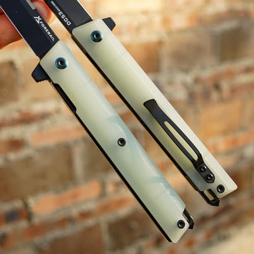 DC53 Steel Blade and G10 Handle Pocket Knife for Men Hiking Trip EDC Tool (Black PVD Blade) Pocket Knife with DC53 Ste