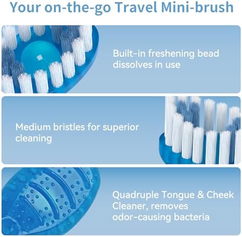 Travel-Friendly Coolmint Disposable Toothbrushes with Floss and Tongue Scraper | Portable Mint Flavored Mini Toothbrush
