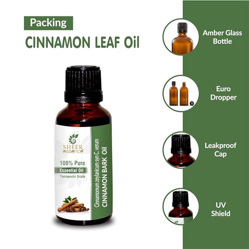 Pure Cinnamon Leaf Oil (Cinnamomum Zeylanicum) 100% Natural Therapeutic Grade 0.16 Fl.OZ