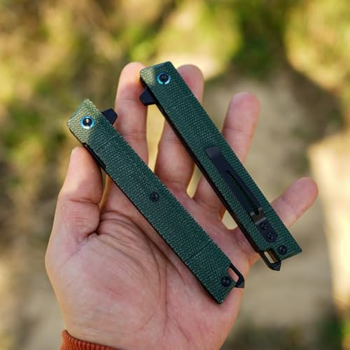 DC53 Steel Blade and G10 Handle Pocket Knife for Men Hiking Trip EDC Tool (Black PVD Blade) Pocket Knife with DC53 Ste