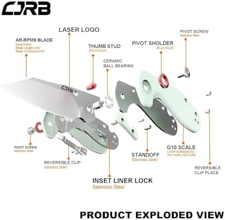 CJRB Maileah Pocket Knife: Men's Outdoor Survival Folding EDC Knife - |39" Damascus Steel Blade, Black G10 Handle - J191