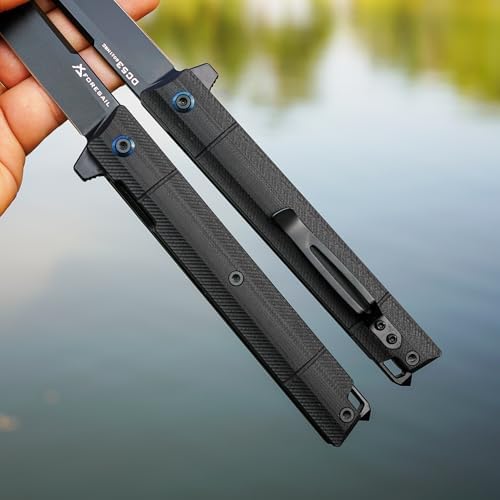 DC53 Steel Blade and G10 Handle Pocket Knife for Men Hiking Trip EDC Tool (Black PVD Blade) Pocket Knife with DC53 Ste