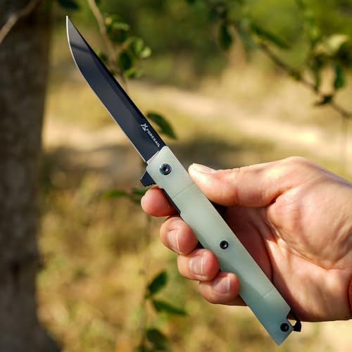 DC53 Steel Blade and G10 Handle Pocket Knife for Men Hiking Trip EDC Tool (Black PVD Blade) Pocket Knife with DC53 Ste