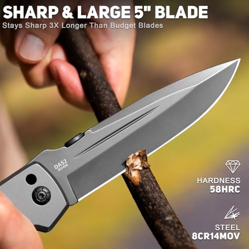 NedFoss DA52 Men's |5" Compact EDC Knife, Lightweight Camping Folding Knife, Rosewood Handle with Aluminium Bolster, Lin