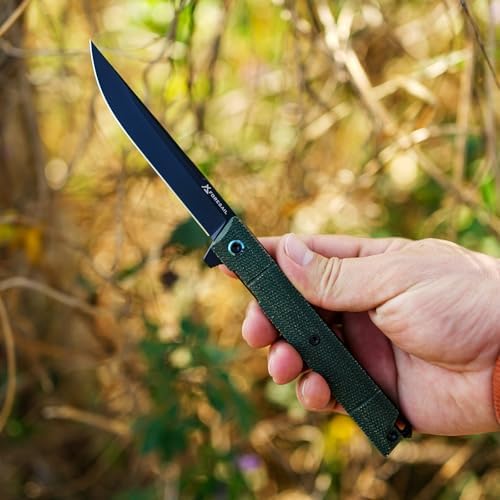 DC53 Steel Blade and G10 Handle Pocket Knife for Men Hiking Trip EDC Tool (Black PVD Blade) Pocket Knife with DC53 Ste