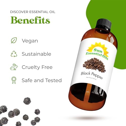 Sun Essential Oils - 4 oz Frankincense Essential Oil with Dropper for Diffuser and Aromatherapy Massage Sun Essential