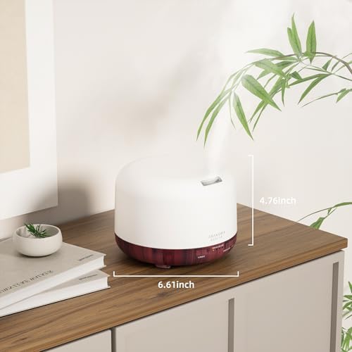 ASAKUKI Ultrasonic Aromatherapy Humidifier 500ml for Large Room, 7 LED Colors & Remote Control, Timer & Auto-Off