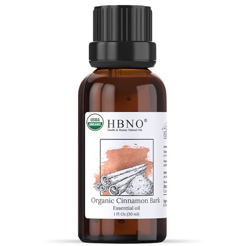 HBNO Organic Cinnamon Bark Essential Oil - 1 oz - For Diffusers, Cleaning & More
