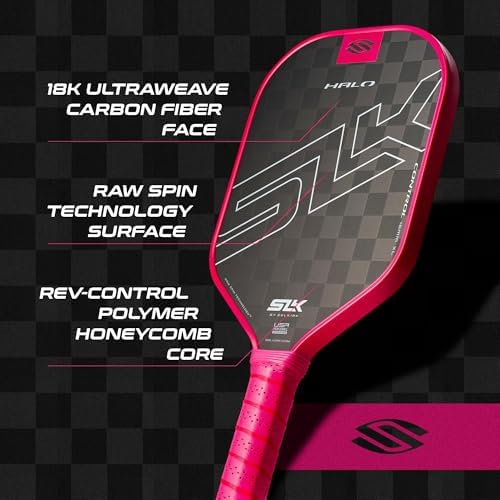 Selkirk Sport SLK Halo Raw Carbon Fiber Pickleball Paddle for Advanced Players | USA Designed | T700, 18k Ultraweave, A