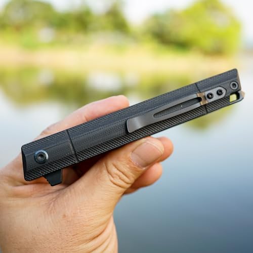 DC53 Steel Blade and G10 Handle Pocket Knife for Men Hiking Trip EDC Tool (Black PVD Blade) Pocket Knife with DC53 Ste