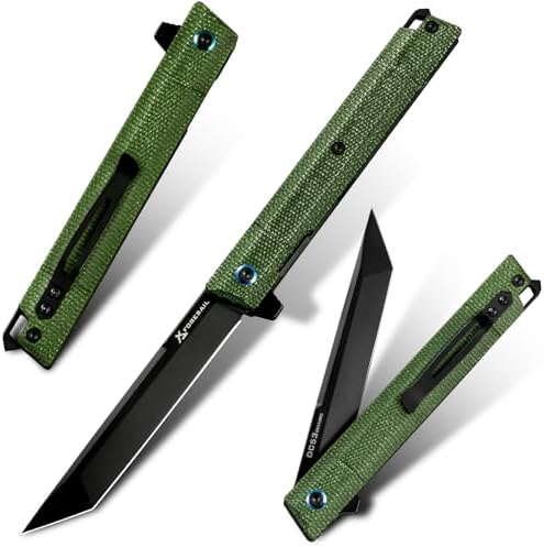 DC53 Steel Blade and G10 Handle Pocket Knife for Men Hiking Trip EDC Tool (Black PVD Blade) Pocket Knife with DC53 Ste