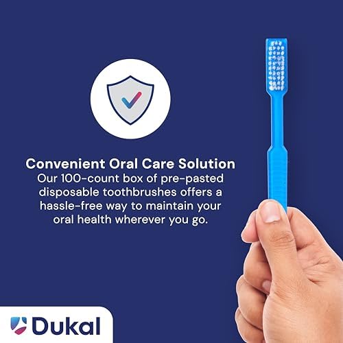 Dukal Fast Brush Pre-Pasted Disposable Toothbrushes for Oral Hygiene, Travel and On-The-Go | Dukal Fast Brush Pre-Paste