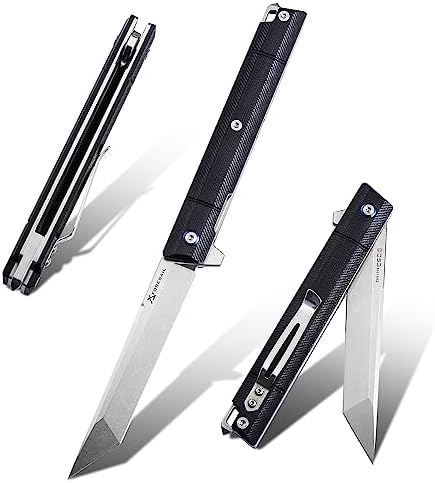 DC53 Steel Blade and G10 Handle Pocket Knife for Men Hiking Trip EDC Tool (Black PVD Blade) Pocket Knife with DC53 Ste