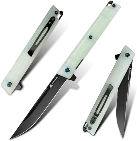 DC53 Steel Blade and G10 Handle Pocket Knife for Men Hiking Trip EDC Tool (Black PVD Blade) Pocket Knife with DC53 Ste