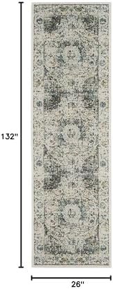 SAFAVIEH Evoke Collection Area Rug - Grey & Gold, Shabby Chic Oriental Medallion Design, Non-Shedding & Easy Care, Perfe - Image 169