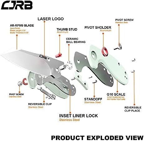 CJRB Maileah Pocket Knife: Men's Outdoor Survival Folding EDC Knife - |39" Damascus Steel Blade, Black G10 Handle - J191