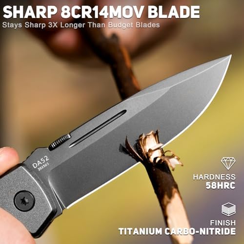 NedFoss DA52 Men's |5" Compact EDC Knife, Lightweight Camping Folding Knife, Rosewood Handle with Aluminium Bolster, Lin