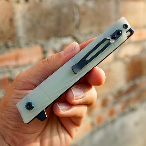 DC53 Steel Blade and G10 Handle Pocket Knife for Men Hiking Trip EDC Tool (Black PVD Blade) Pocket Knife with DC53 Ste