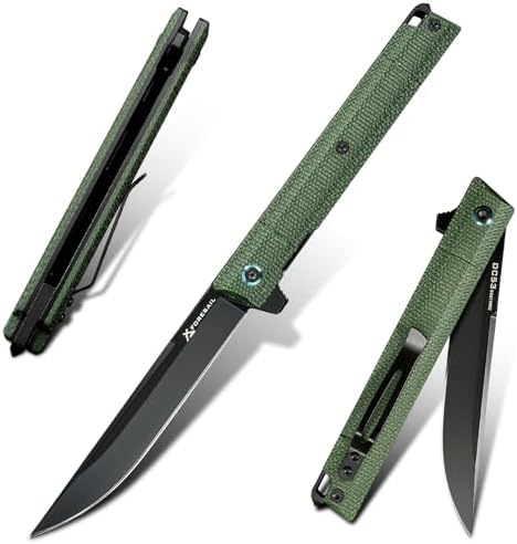 DC53 Steel Blade and G10 Handle Pocket Knife for Men Hiking Trip EDC Tool (Black PVD Blade) Pocket Knife with DC53 Ste