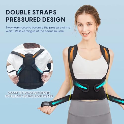 Adjustable Upper Back Brace Posture Corrector for Men & Women | Comfortable Shoulder & Thoracic Support Brace for Postu