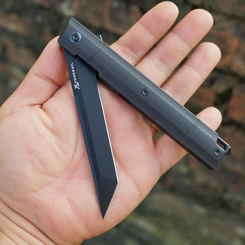 DC53 Steel Blade and G10 Handle Pocket Knife for Men Hiking Trip EDC Tool (Black PVD Blade) Pocket Knife with DC53 Ste