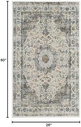 SAFAVIEH Evoke Collection Area Rug - Grey & Gold, Shabby Chic Oriental Medallion Design, Non-Shedding & Easy Care, Perfe - Image 150