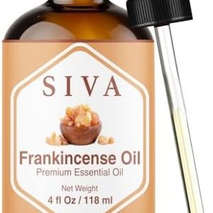 Siva Frankincense Essential Oil - 4 Fl Oz – 100% Natural Boswellia Serrata Oil - for Aromatherapy, Skin Care, and Hair C