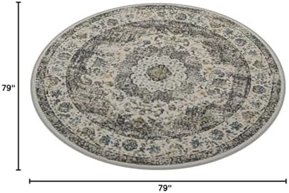 SAFAVIEH Evoke Collection Area Rug - Grey & Gold, Shabby Chic Oriental Medallion Design, Non-Shedding & Easy Care, Perfe - Image 90