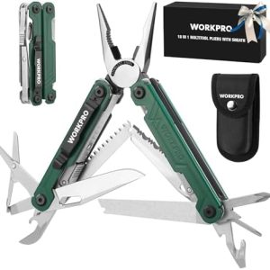 WORKPRO 18-in-1 Multi Tool Pliers for Men Camping Gifts, Stainless Steel EDC Multitool with Pocket Knife and Safety Lock