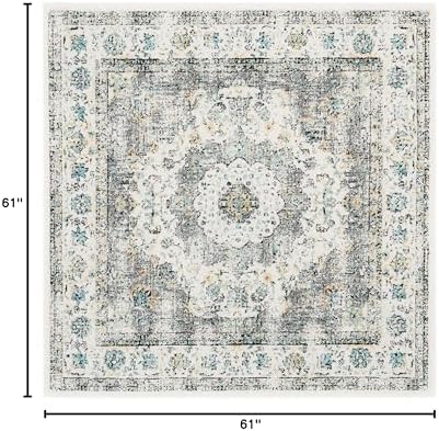 SAFAVIEH Evoke Collection Area Rug - Grey & Gold, Shabby Chic Oriental Medallion Design, Non-Shedding & Easy Care, Perfe - Image 114